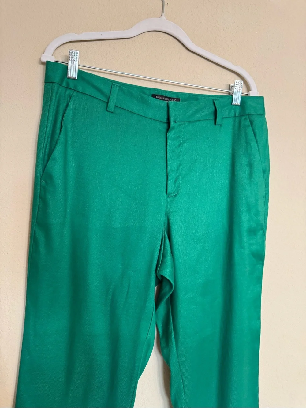 Banana Republic Avery Ankle Linen Blend Pants Women's 12 Forest Green NWT $98